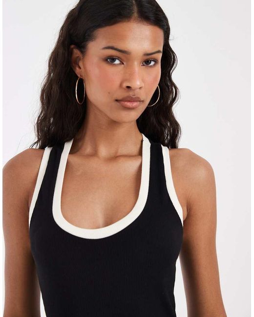 ASOS Black Contrast Trim Mini Dress