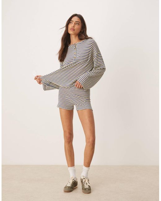 Mini-short d'ensemble à rayures - bleu et jaune ASOS en coloris Natural