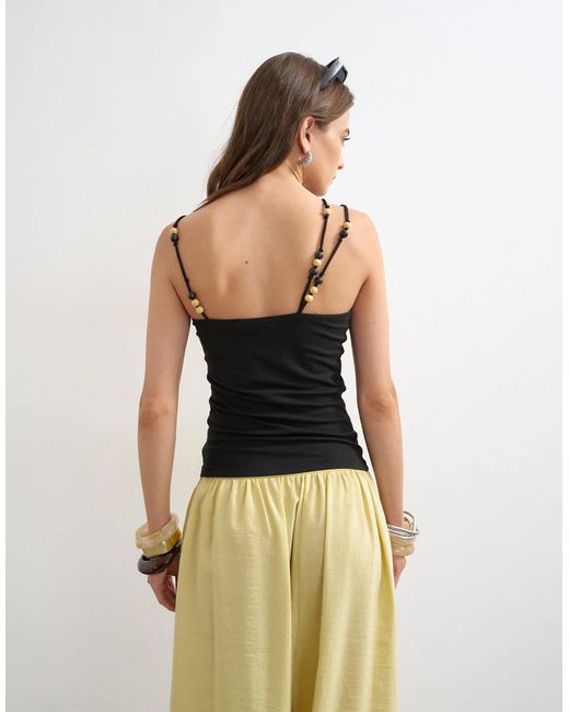 TOPSHOP Black Multi Beaded Strap Vest