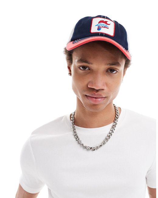 ASOS Blue Trucker Cap With Fried Chicken Graphic for men