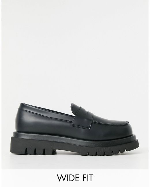 Truffle Collection Black Wide Fit Chunky Loafers for men