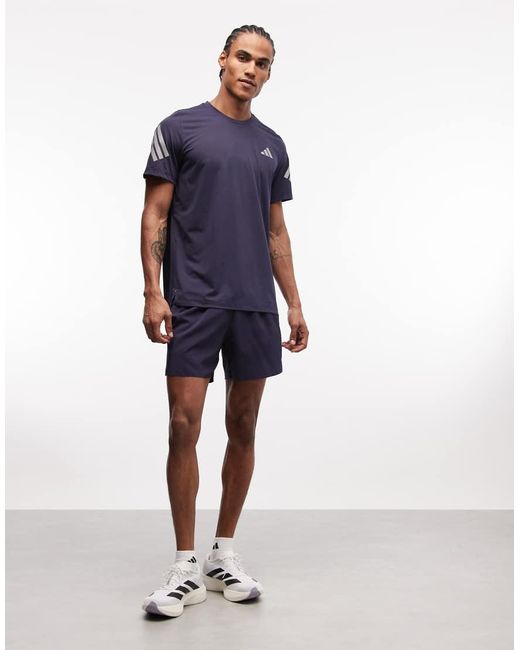 Adidas Originals Blue Adidas Running Adi365 T-shirt With 3 Stripe Arm for men