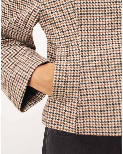 ARRANGE Natural Structured Jacket With Contrast Leather Collar