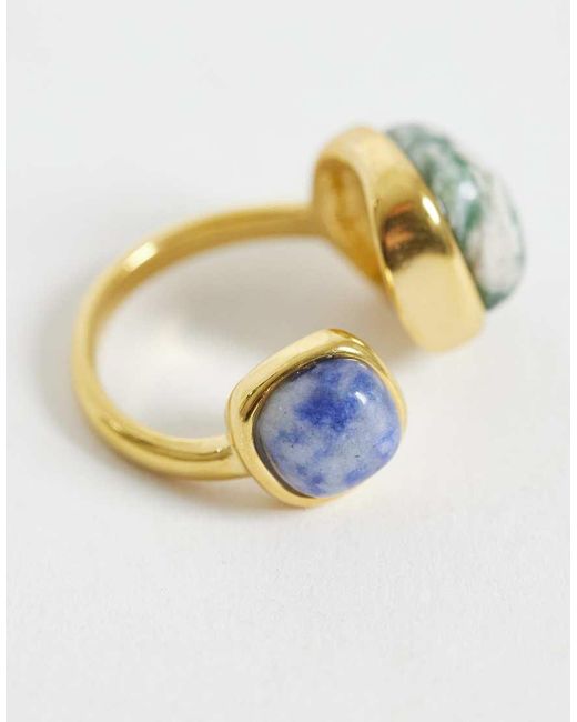 ASOS Metallic Stainless Steel Wrap-around Ring With Semi-precious Stones