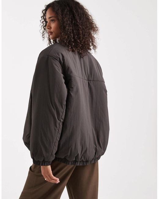 ASOS Gray Padded Oversized Bomber Jacket