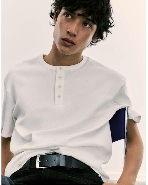 Pull&Bear Riem Met Leereffect in het Blue voor heren