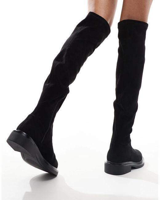 ASOS Wide Fit Kaylee Smart Flat Over The Knee Boots in Black | Lyst