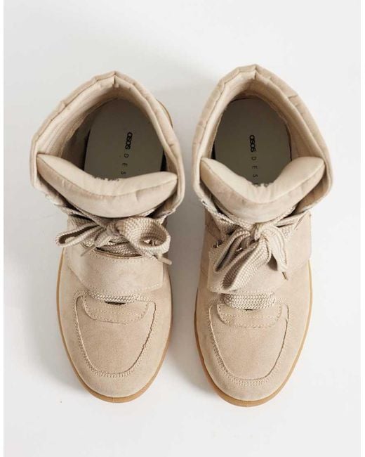 ASOS Natural Damson Concealed Wedge Trainers