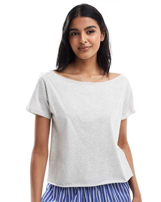 Hollister White Short Sleeve Off Shoulder Relaxed T-Shirt
