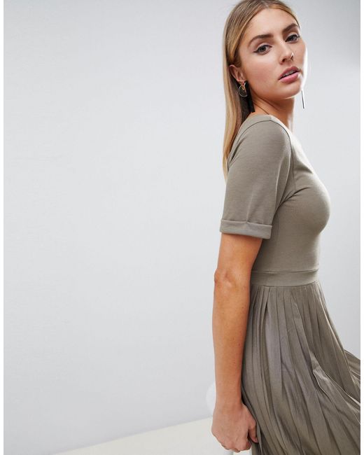 asos pleated skirt midi dress