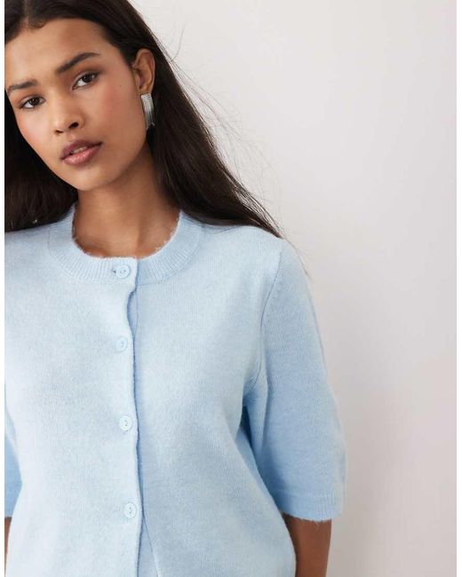 Vila Blue Short Sleeve Soft Knitted Cardigan