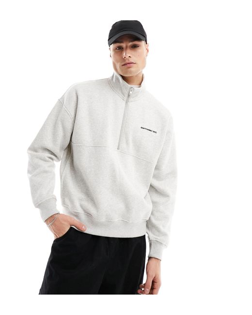 Abercrombie & Fitch White Premium Half Zip Sweatshirt for men
