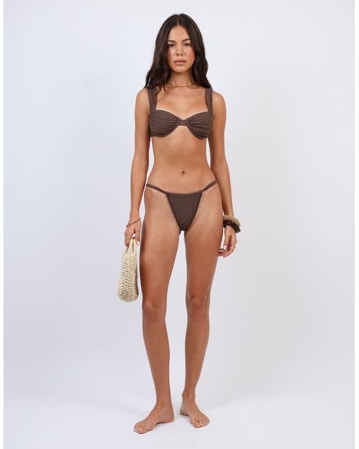 SIMMI Brown Ruched Cup Bikini Top