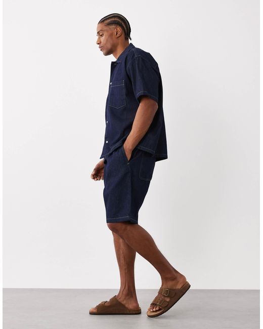 Jack & Jones Blue Drawstring Denim Shorts for men