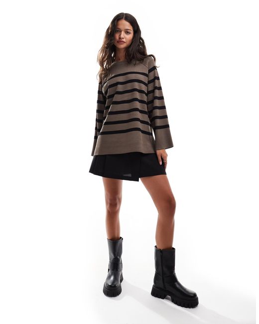 Object Black Oversized Knitted Stripe Jumper