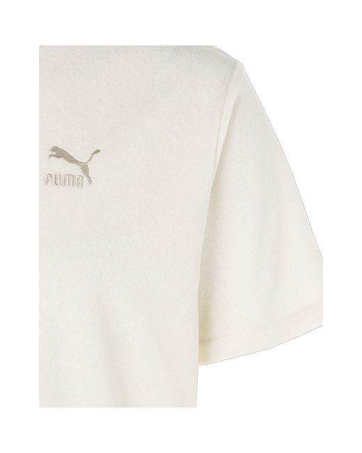 PUMA White Classics Terrycloth T-shirt With Left Chest Logo for men