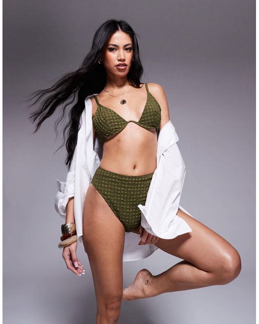 ASOS Green Lizzie Seersucker Monowire Bikini Top