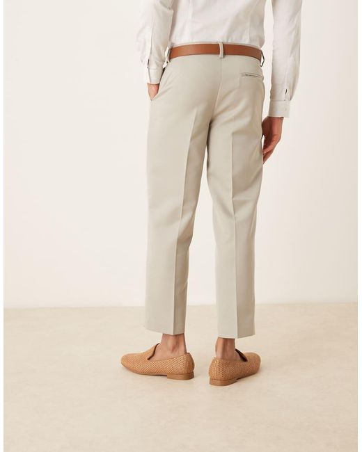ASOS Nette Cropped Broek Met Rechte Pijpen in het Natural voor heren