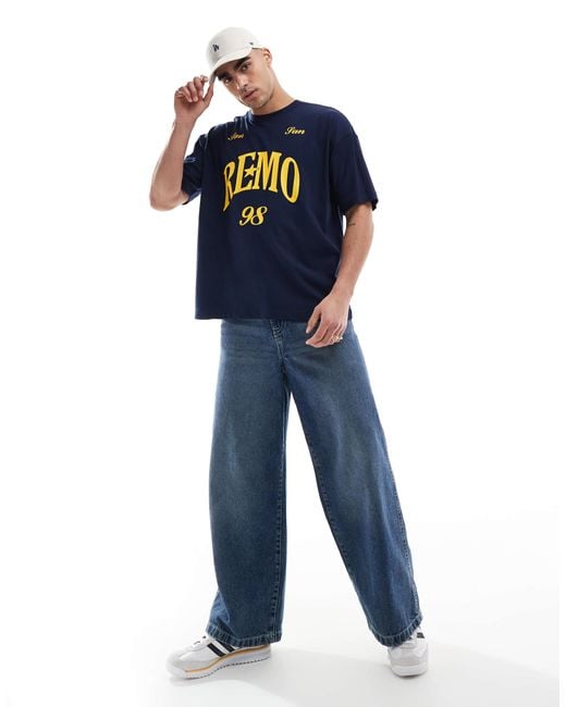 ASOS Blue Oversized T-shirt With City Graphic for men