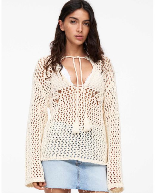 Pull&Bear Natural – gehäkelter pullover