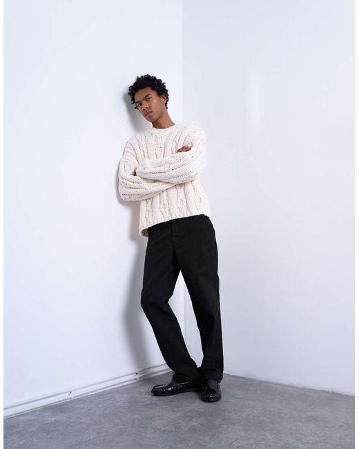 Topman White Straight Fit Canvas Trouser for men