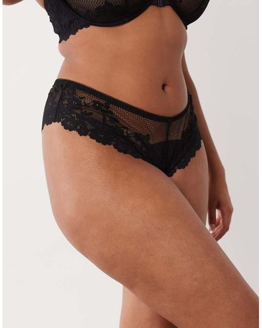 ASOS Black Asos Design Curve Ruby Lace High Leg Thong
