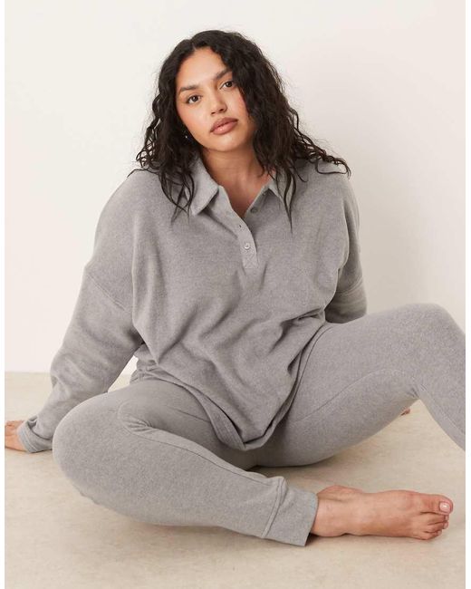 Leggings De Estar Por Casa De Felpa Ligera Mix & Match De Asos Design Curve ASOS de color Gray