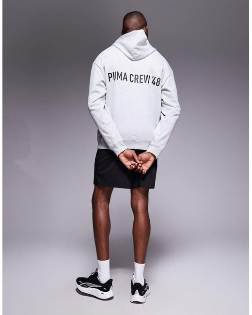 PUMA Gray Graphic French Terry Hoodie for men