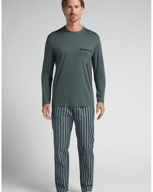 Intimissimi Blue Full-Length And Plain-Weave Pyjamas for men