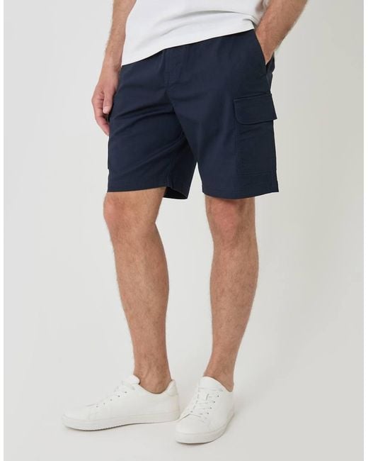 Threadbare White Regular Fit Textured Cargo Shorts for men