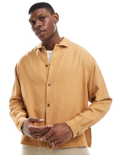 ASOS – texturiertes oversize-hemd in Natural für Herren
