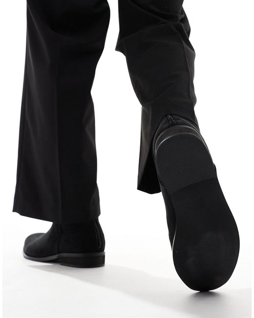 London Rebel Wide fit – elegante, formelle ankle-boots aus wildlederimitat in Black für Herren