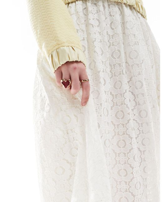 Sister Jane White Lace Midaxi Skirt