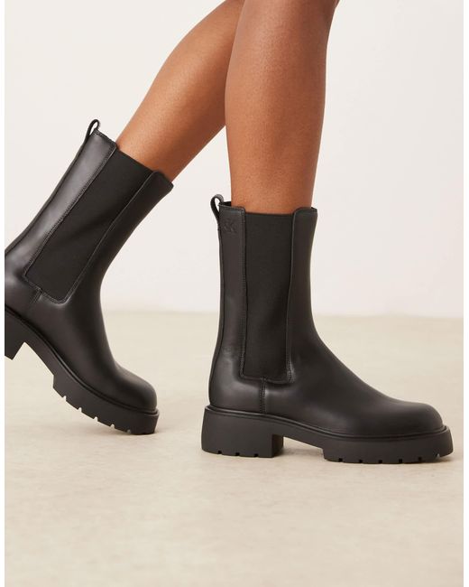 Bottines chelsea montantes et chunky Calvin Klein en coloris Black