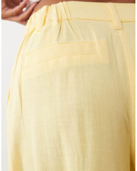 ASOS White Asos Design Petite Relaxed Straight Leg Trousers With Linen
