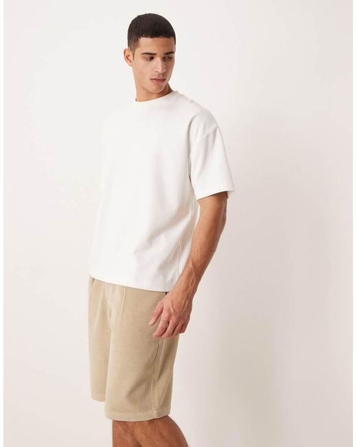 Prohibited Natural Double Pleated Shorts for men