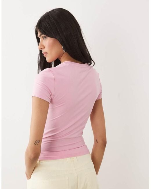 Miss Selfridge Pink Sculpted Short Sleeve Tee