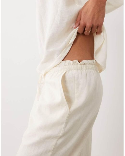 Nobody's Child Natural Fosse Linen Rich Drawstring Wide Leg Pants