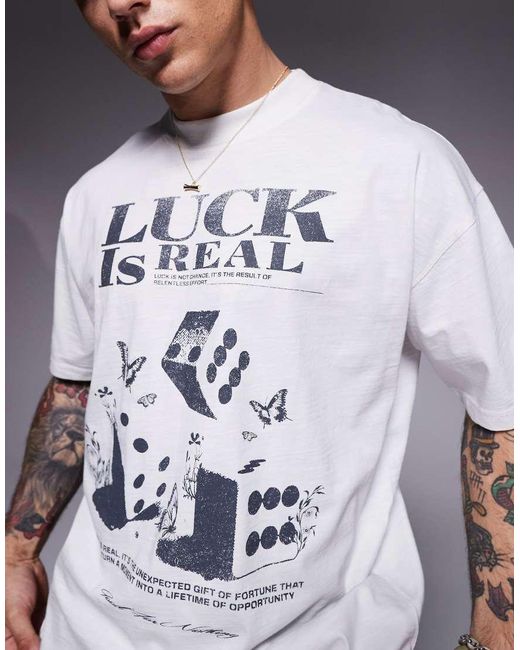 Good For Nothing Oversized T-Shirt Met 'Luck' Print in het Gray voor heren