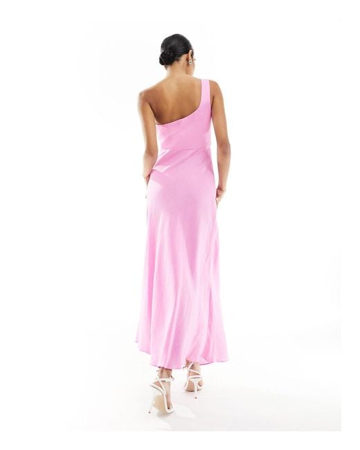 Forever New Pink Asymmetrical Linen Cut Out Maxi Dress