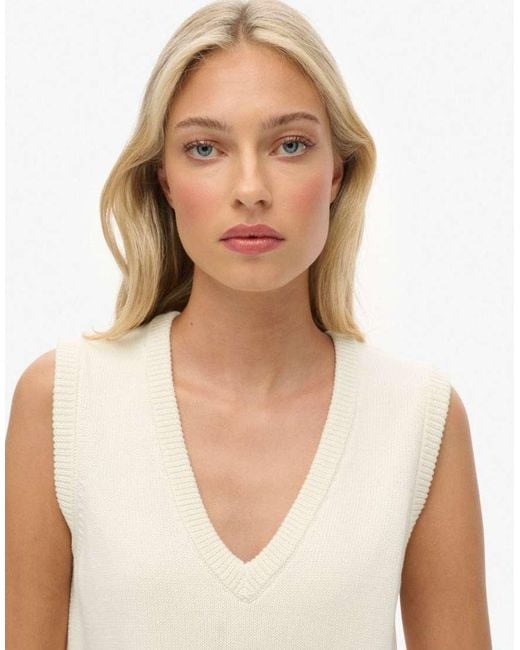 Superdry White Athletic Essentials Knitted Tank Top