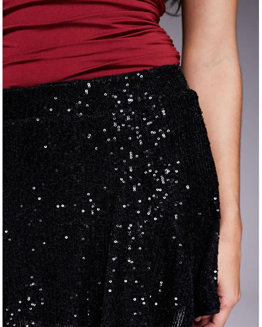 ASOS Black Allover Sequin Godet Flippy Mini Skirt