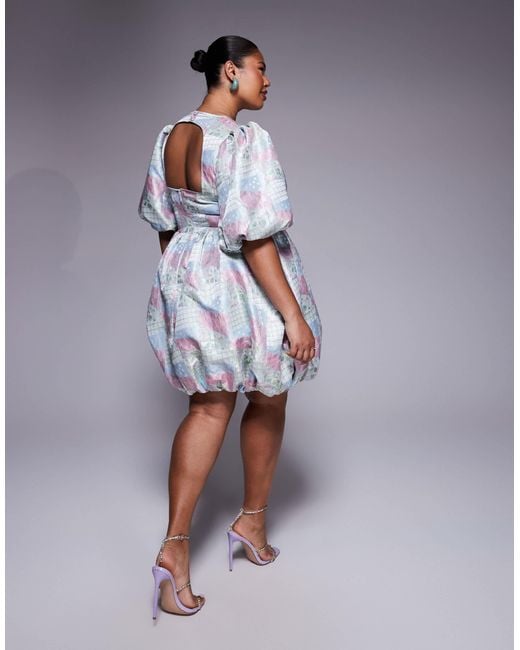 ASOS Blue Curve – minikleid aus jacquard mit em print