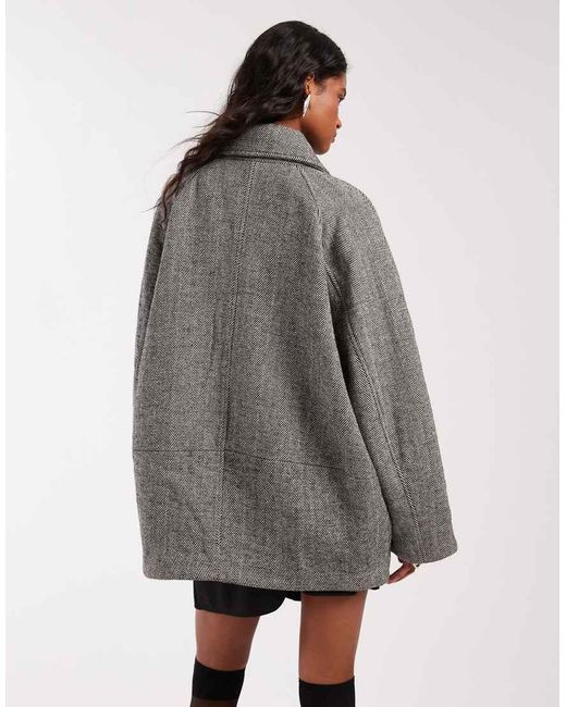 ASOS Gray Oversized Mid Length Pea Coat