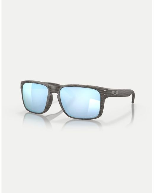 Oakley Blue Holbrook Woodgrain Collection Square Polarised Sunglasses With Mirrored Lens for men