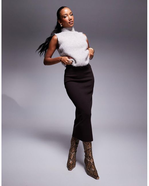 River Island Brown Knitted Maxi Skirt