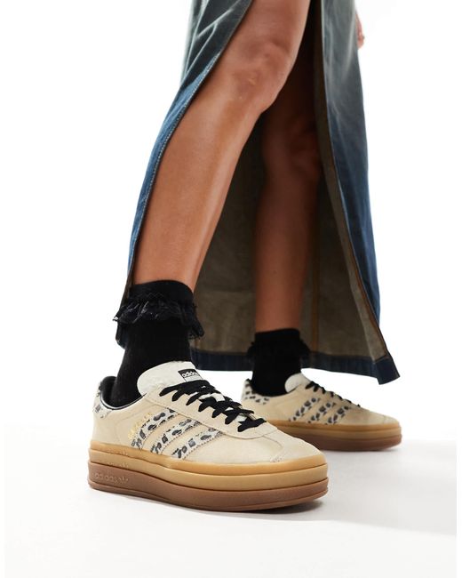 adidas gazelle silver green womens ADIDAS ORIGINALS Beige Gazelle Bold sneakers for women – Pavidas