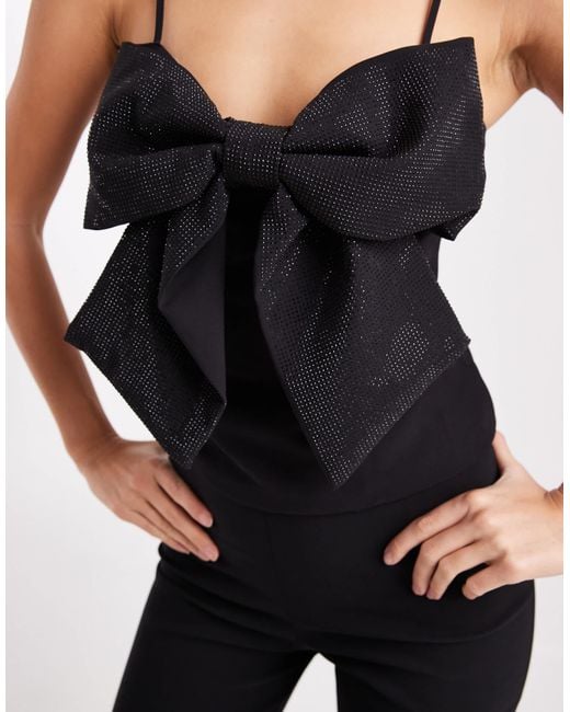 ONLY Black Sequin Bow Cropped Cami Top