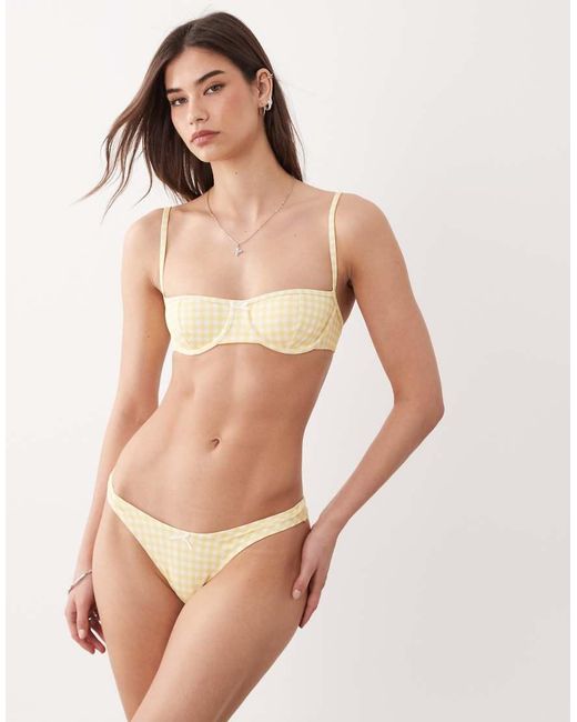 Free Society Yellow Gingham Underwire Bikini Top