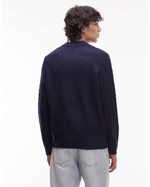 Wrangler Blue Cable Knit Jumper for men